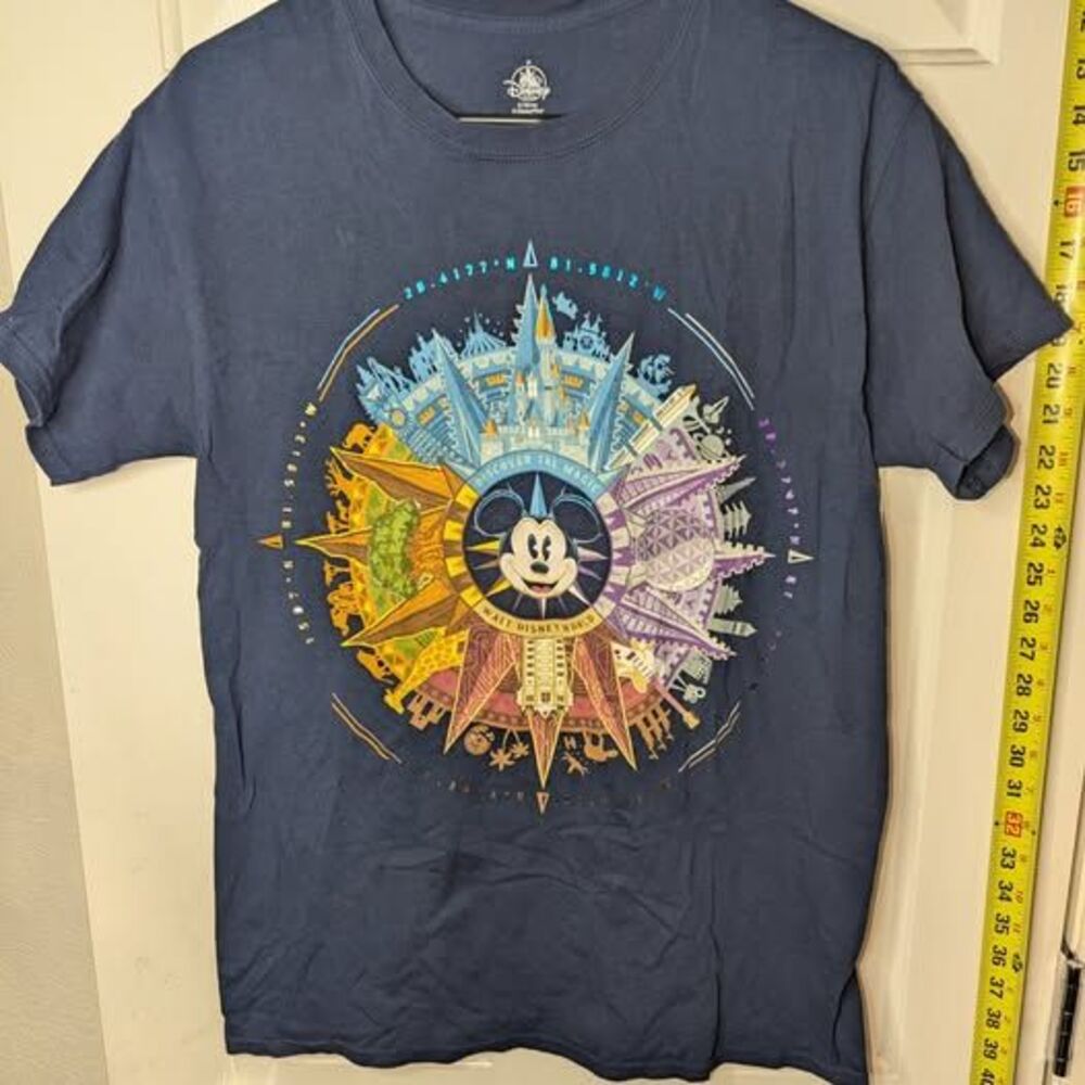 Disney Parks Womens Size Medium Blue Mickey Mouse Compass Tee